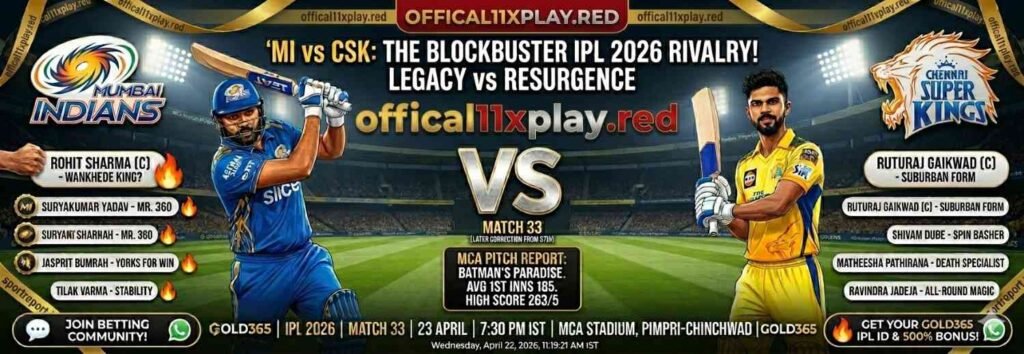 MI vs CSK Betting Banner by Official11xplay.red