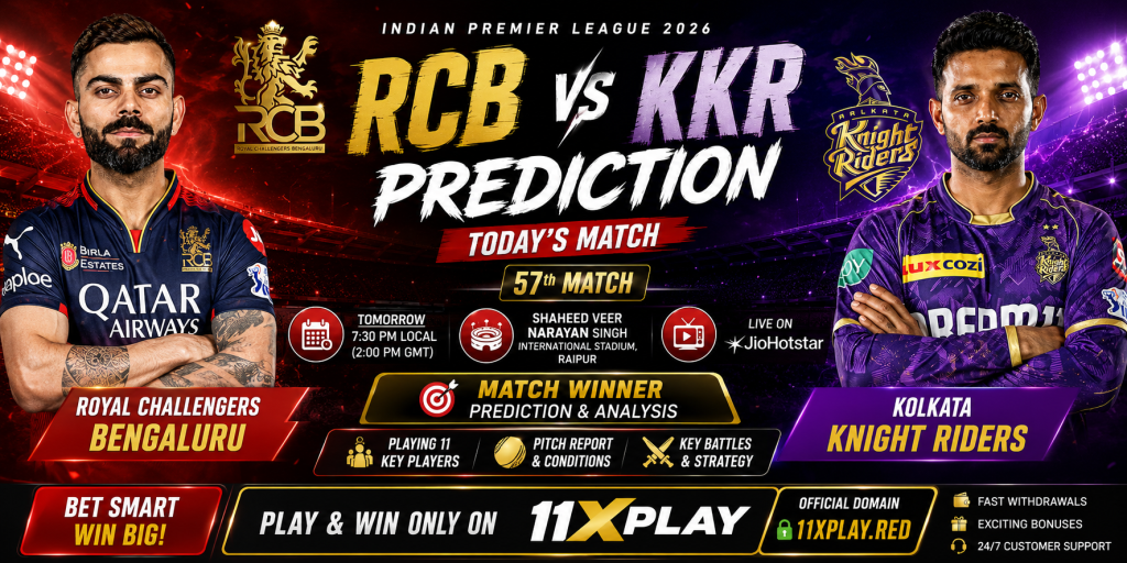 RCB vs KKR Prediction Today's Match 57th IPL 2026
