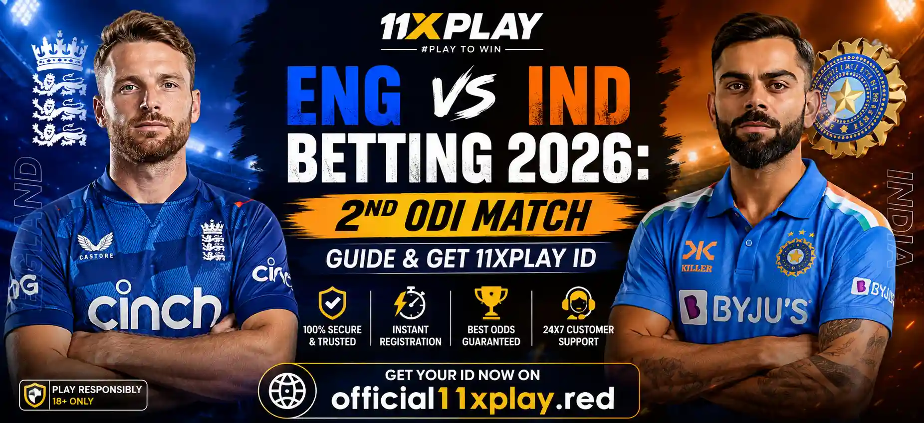 END vs IND 2nd ODI Match Betting Guide Banner By official11xplay.red