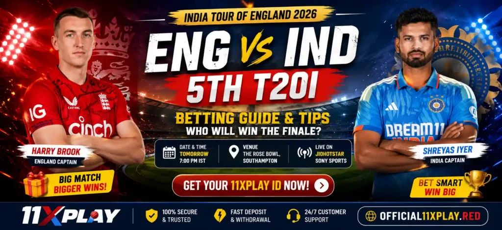 ENG vs IND 5th Match Betting Guide Banner by Official11xplay.red
