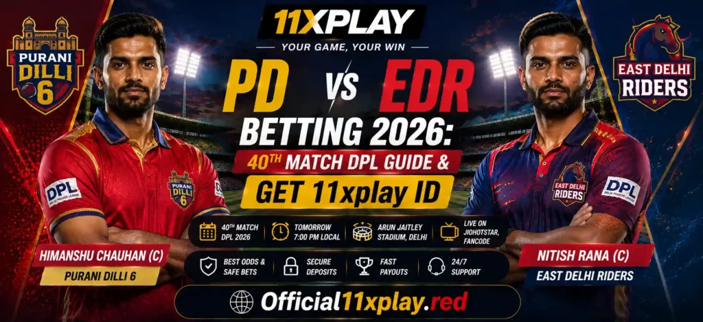 PD vs EDR DPL 2026 40th match guide banner by official11xplay.red