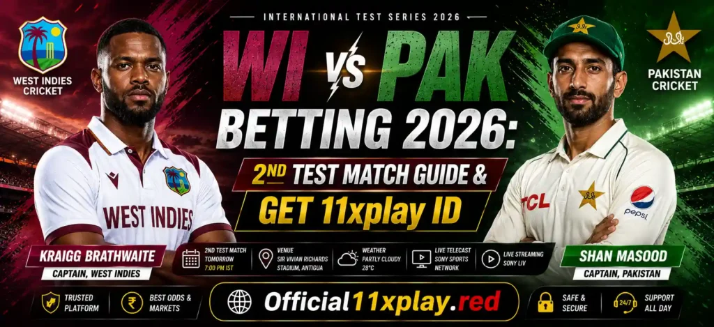 WI vs PAK Betting Banner 2026 by official11xplay.red