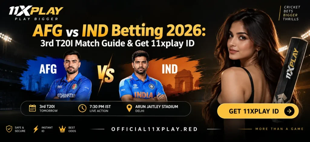 AFG vs IND Betting 2026 3rd T20 Match Guide Banner by official11xplay.red
