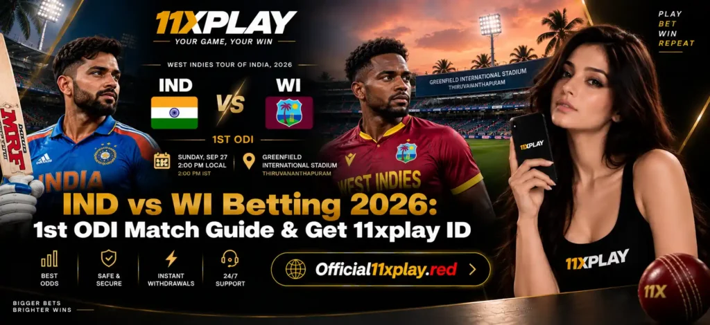 IND vs WI Betting 2026 1st ODI Match Banner by Official11xplay.red
