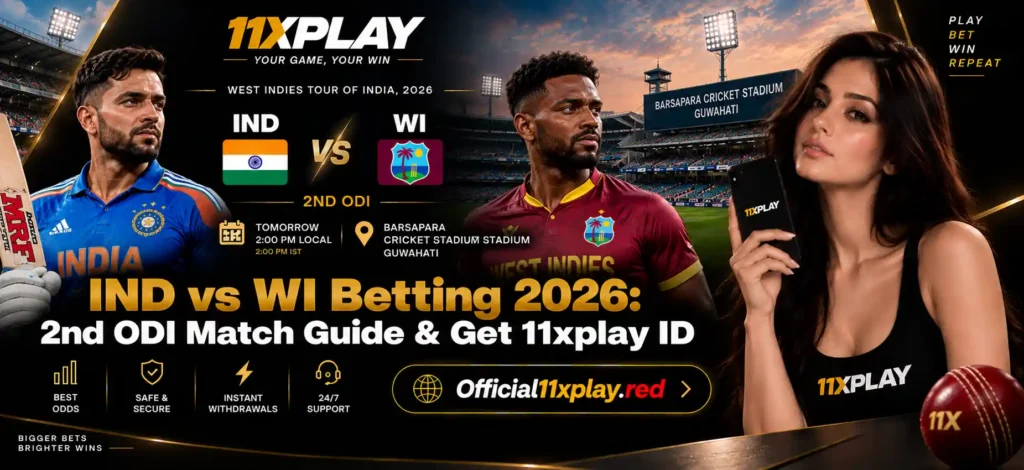 IND vs WI Betting 2026 2nd ODI Match Banner by Official11xplay.red