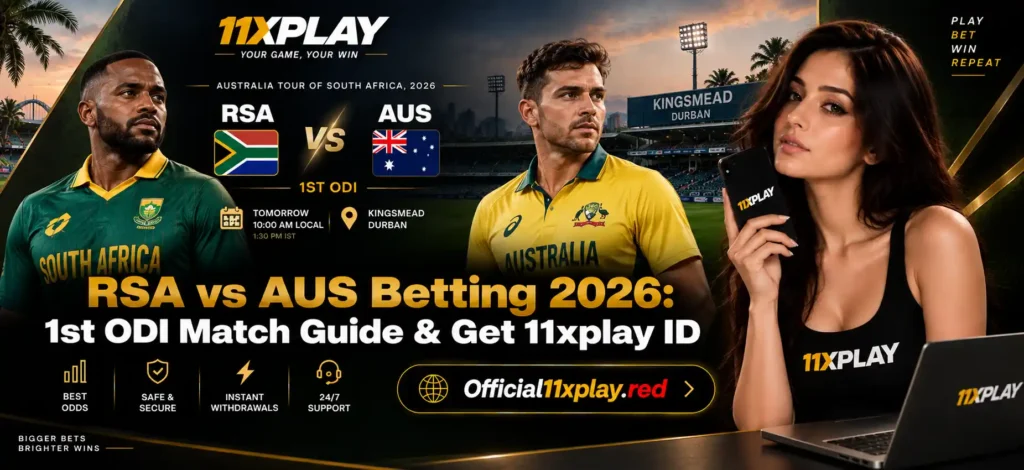 RSA vs AUS Betting 2026 1st ODI match guide Banner by official11xplay.red