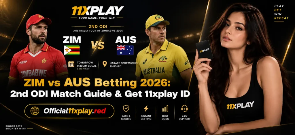 Zim vs AUS Betting 2nd ODI Match Guide Banner by Official11xplay.red