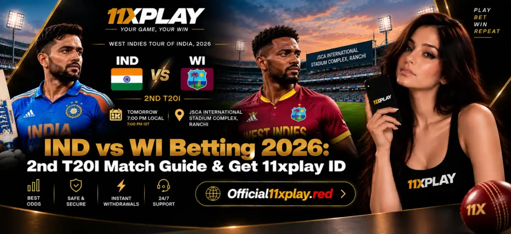IND vs WI 2nd T20 Match Guide Banner by official11xplay.red