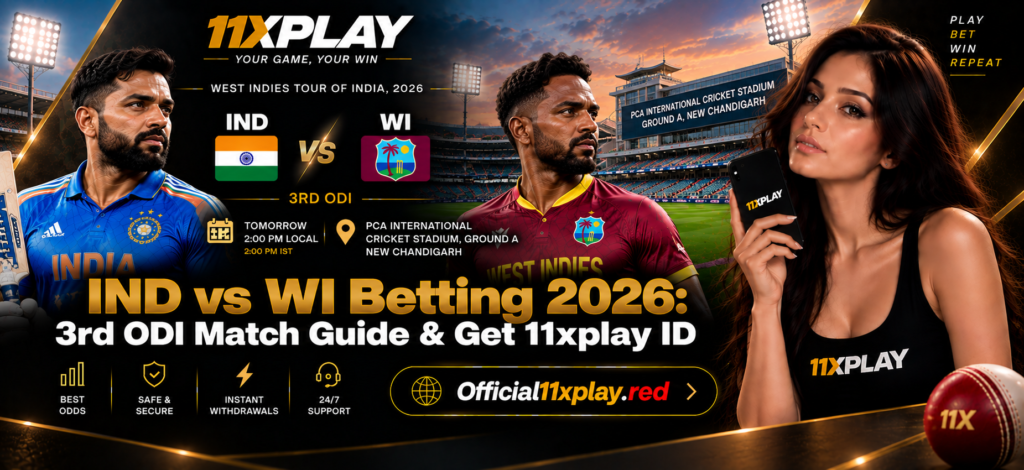 IND vs WI betting banner by official11xplay.red